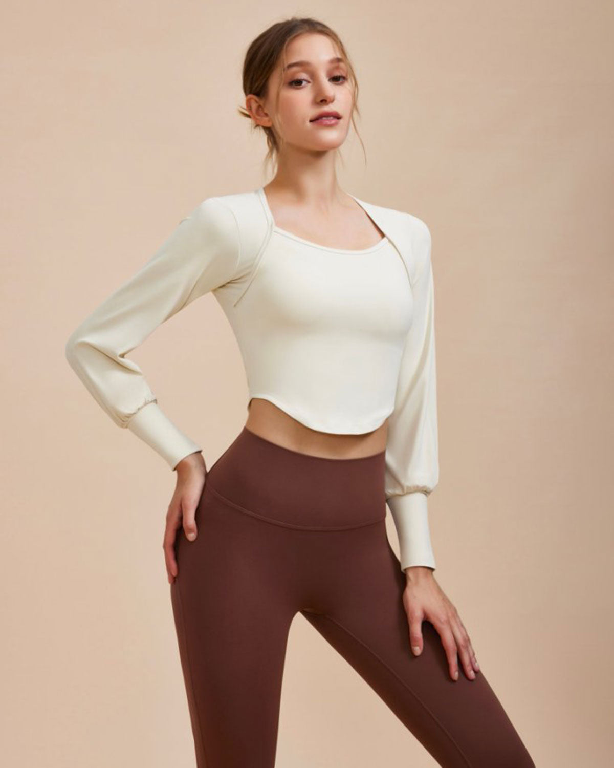 White Round Neck Long Sleeve Top Clearance 2025