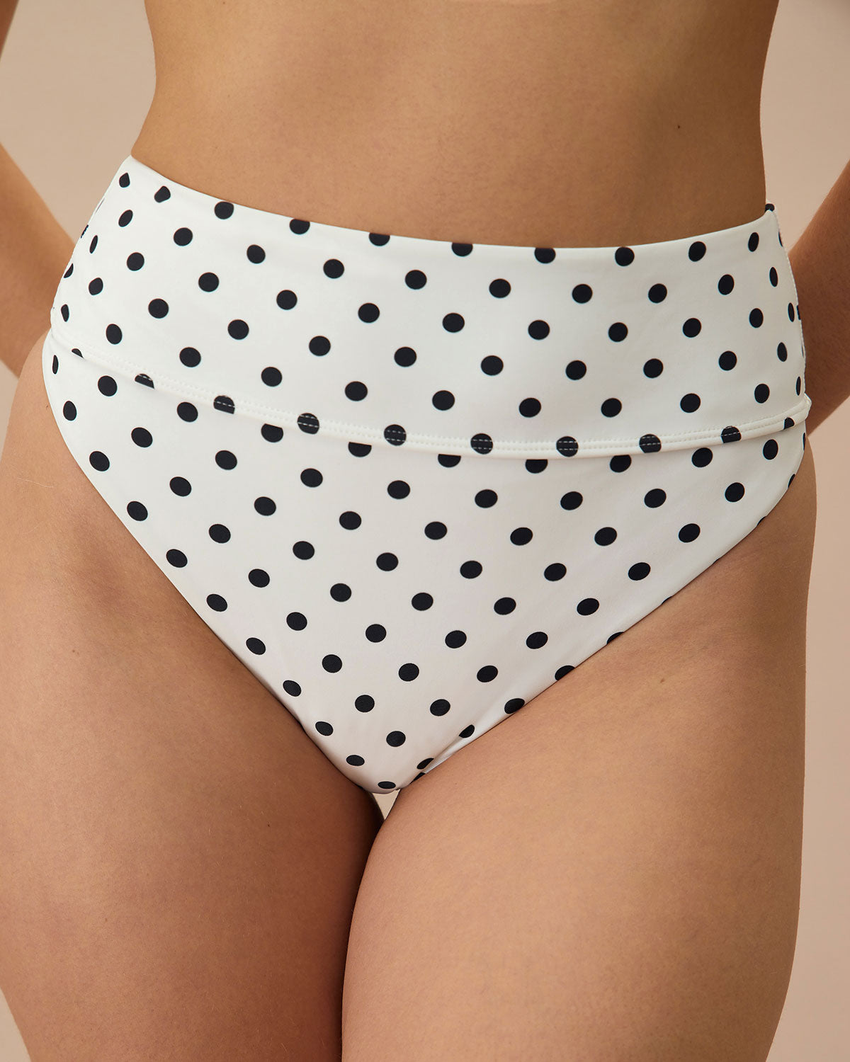 The White Polka Dot High Waist Bikini Bottom Top Quality Cheap Pice