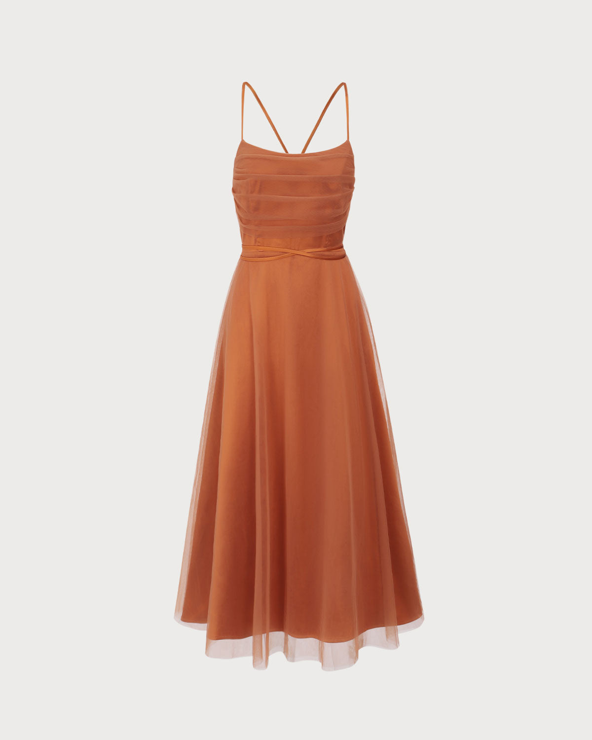 Caramel Mesh Flowy Slip Midi Dress Fashion Style Cheap Online