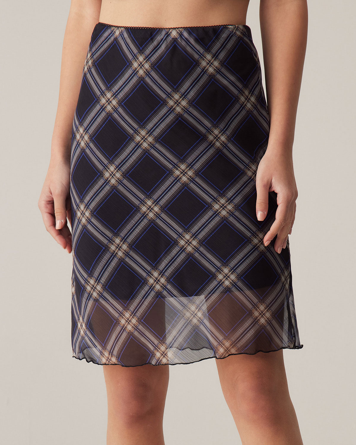 Black Plaid Straight Knee Length Skirt Free Shipping Manchester