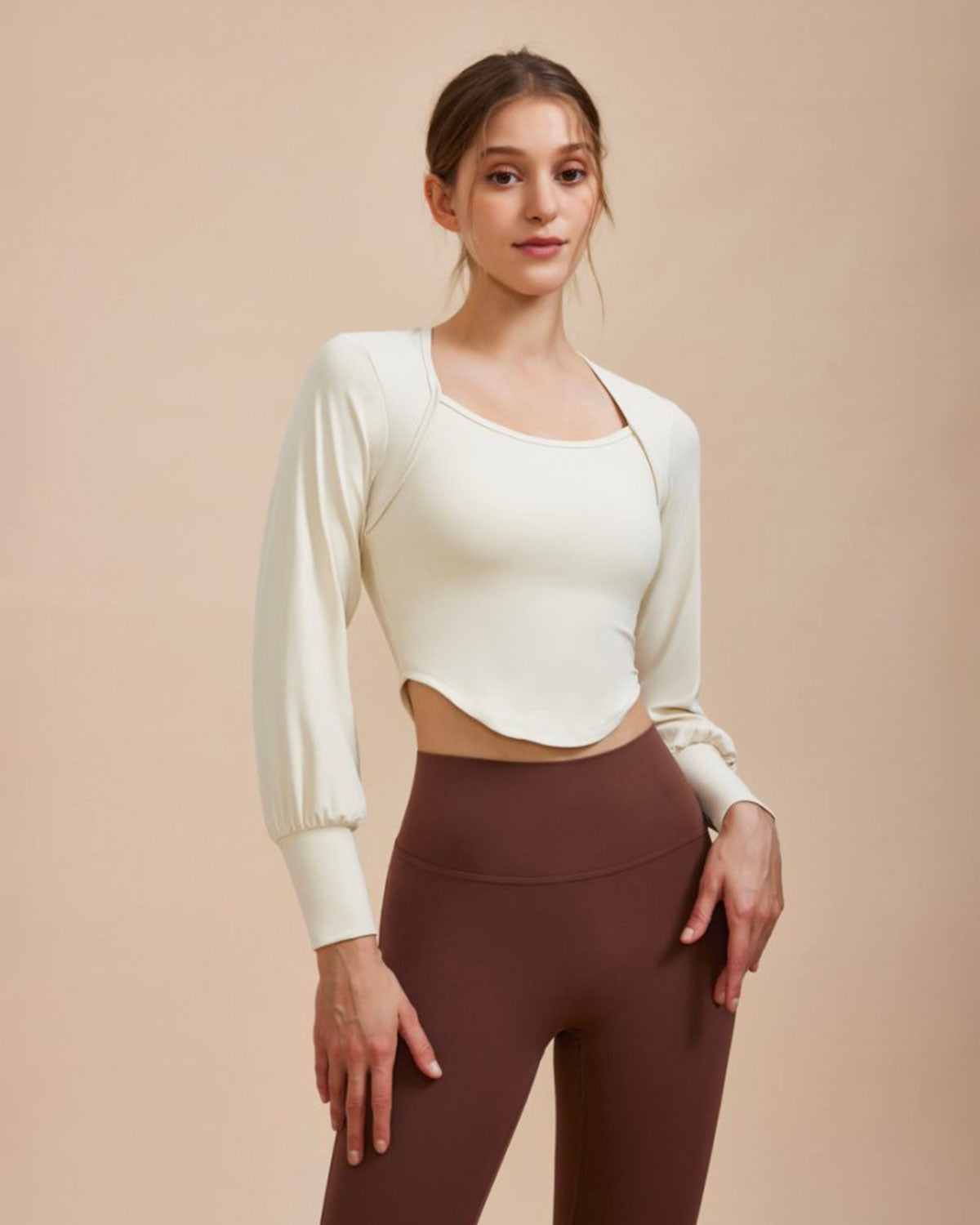 White Round Neck Long Sleeve Top Clearance 2025