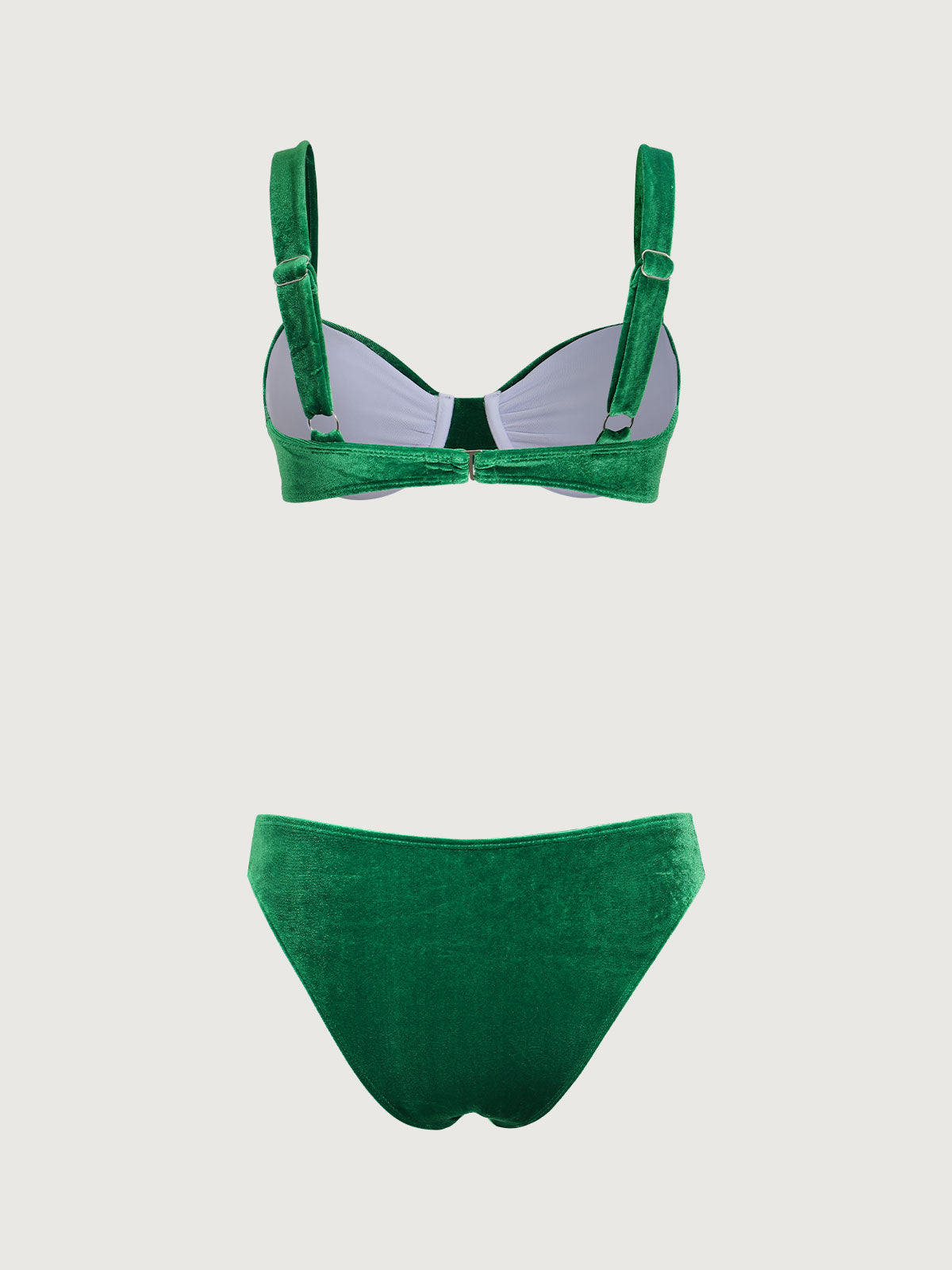 Green Velvet Underwire Bikini Set Free Shipping High Quality