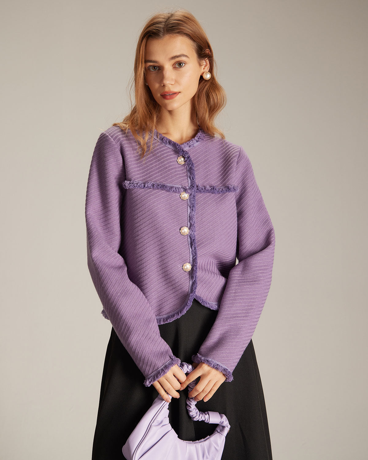 The Purple Crew Neck Single Breasted Jacket In China Sale Online