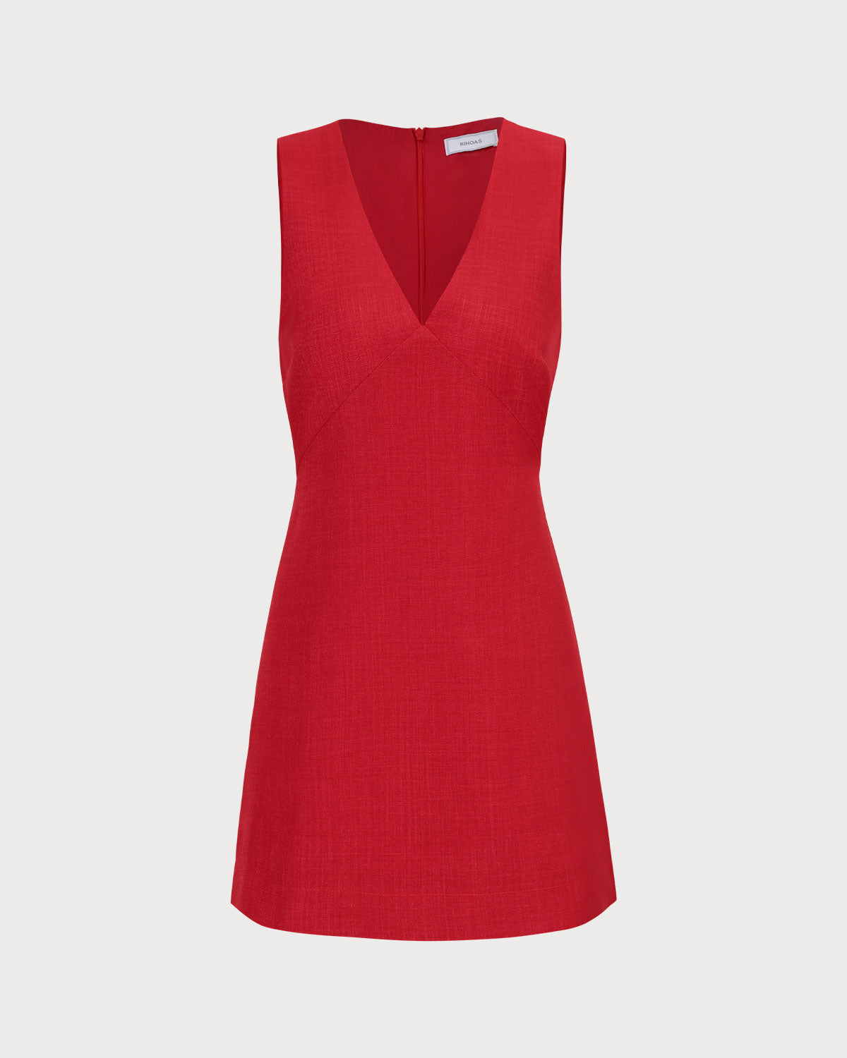 The Red V Neck Sleeveless Linen Mini Dress Free Shipping Buy