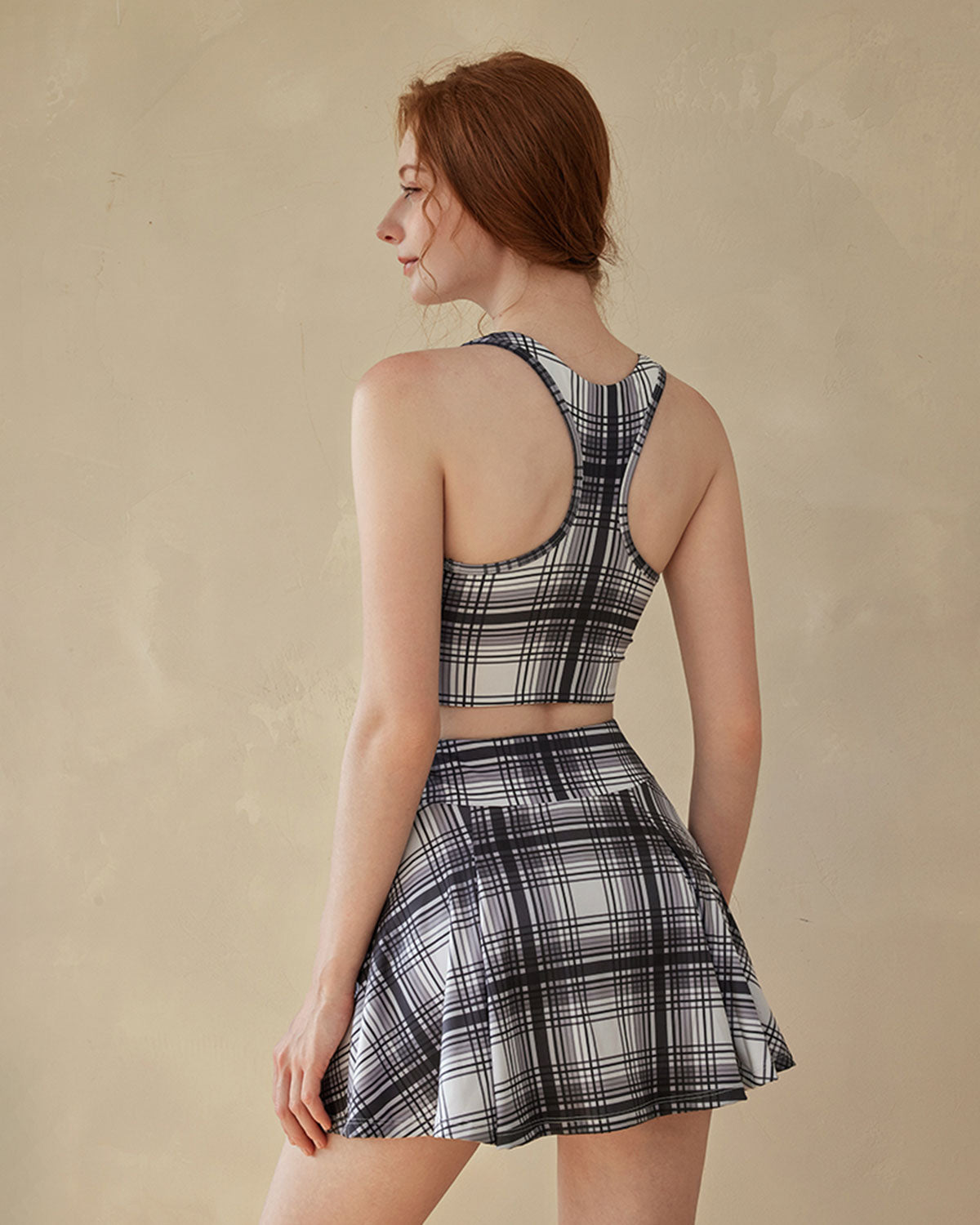 Black Plaid Tank Top - Light Support Authentic For Sale