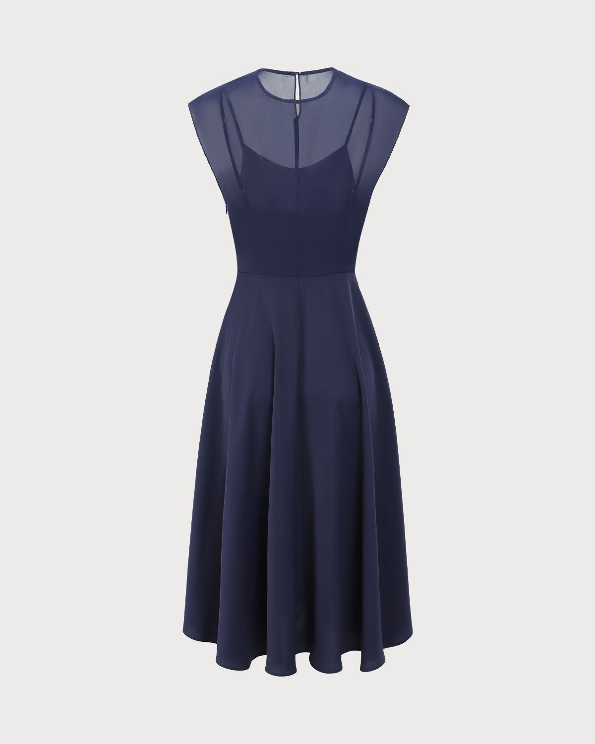 Navy See Through Cap Sleeve Midi Dress Lowest Pice Cheap Pice