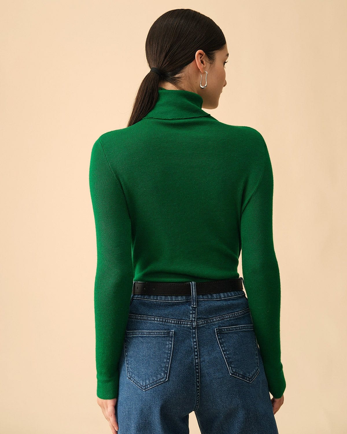 The Solid Turtleneck Ribbed Sweater Countdown Package Cheap Pice