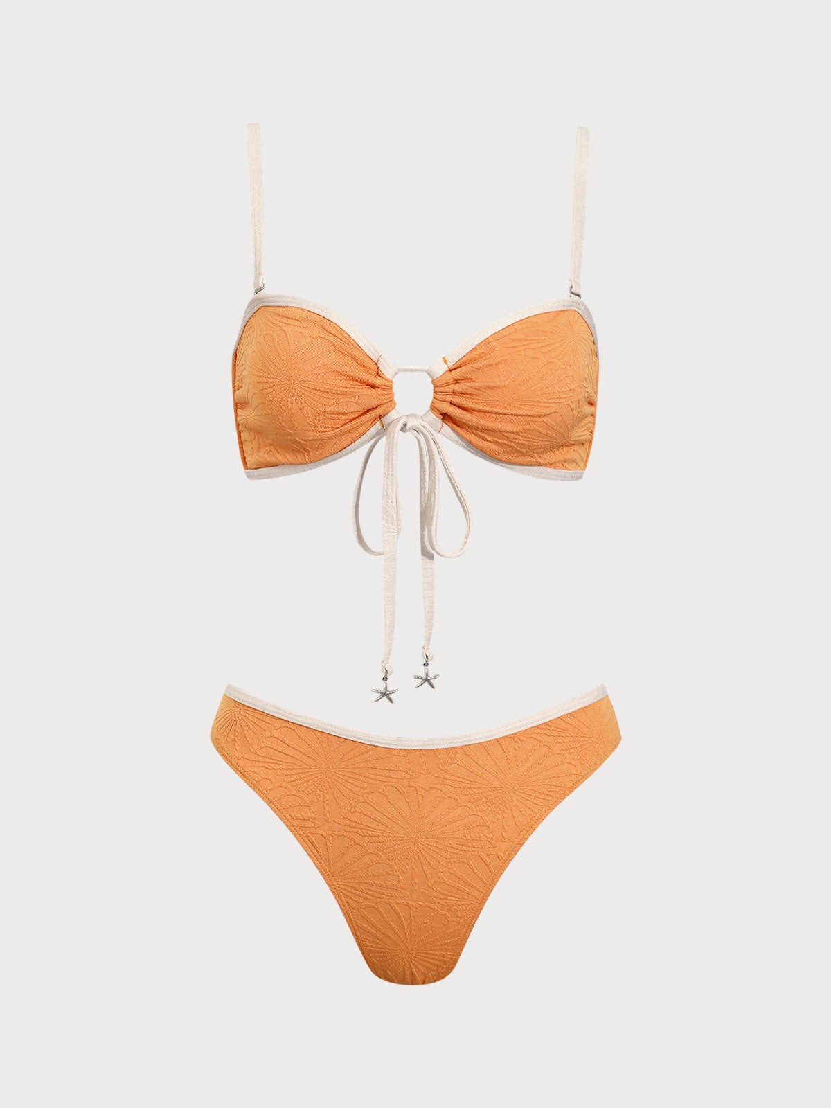 Orange Contrast Cutout Bikini Set With Paypal