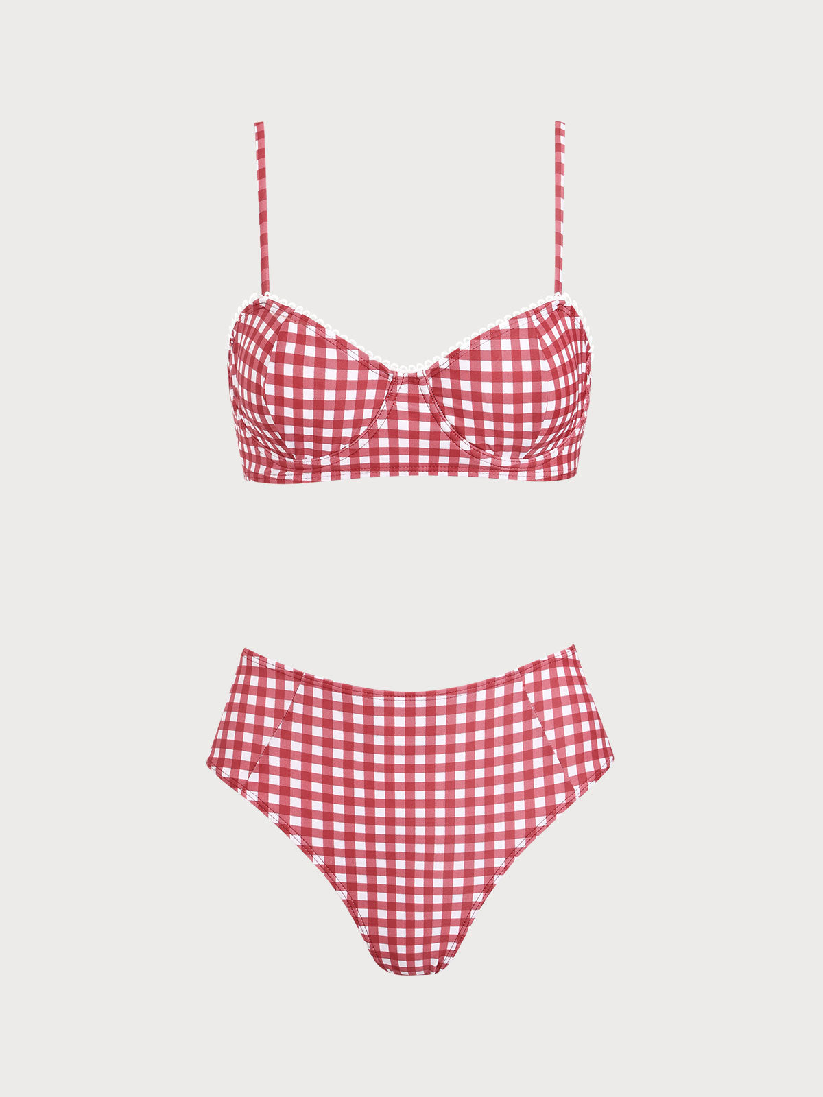 Red Plaid Tie-back Bikini Set Pices Cheap Pice