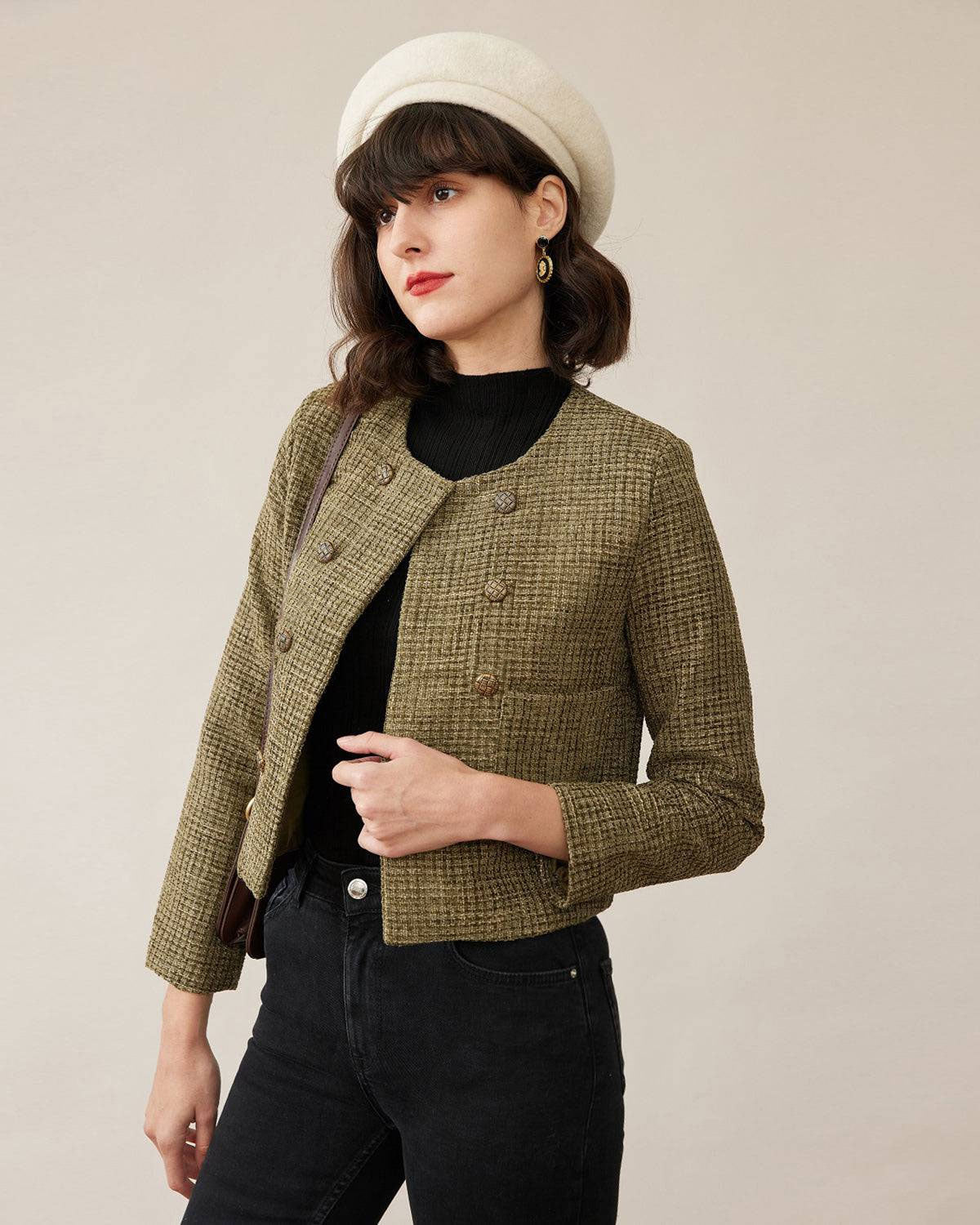 The Vintage Solid Tweed Coat Cheap Sale Manchester