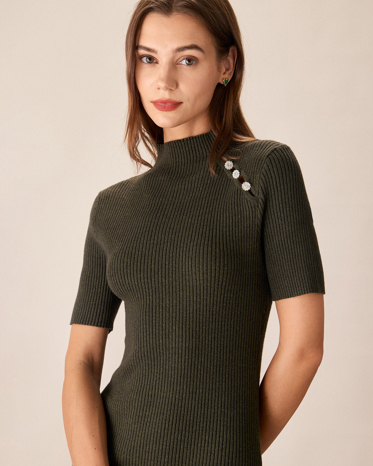 Green Crew Neck Bodycon Sweater Dress Buy Cheap 100% Guaranteed