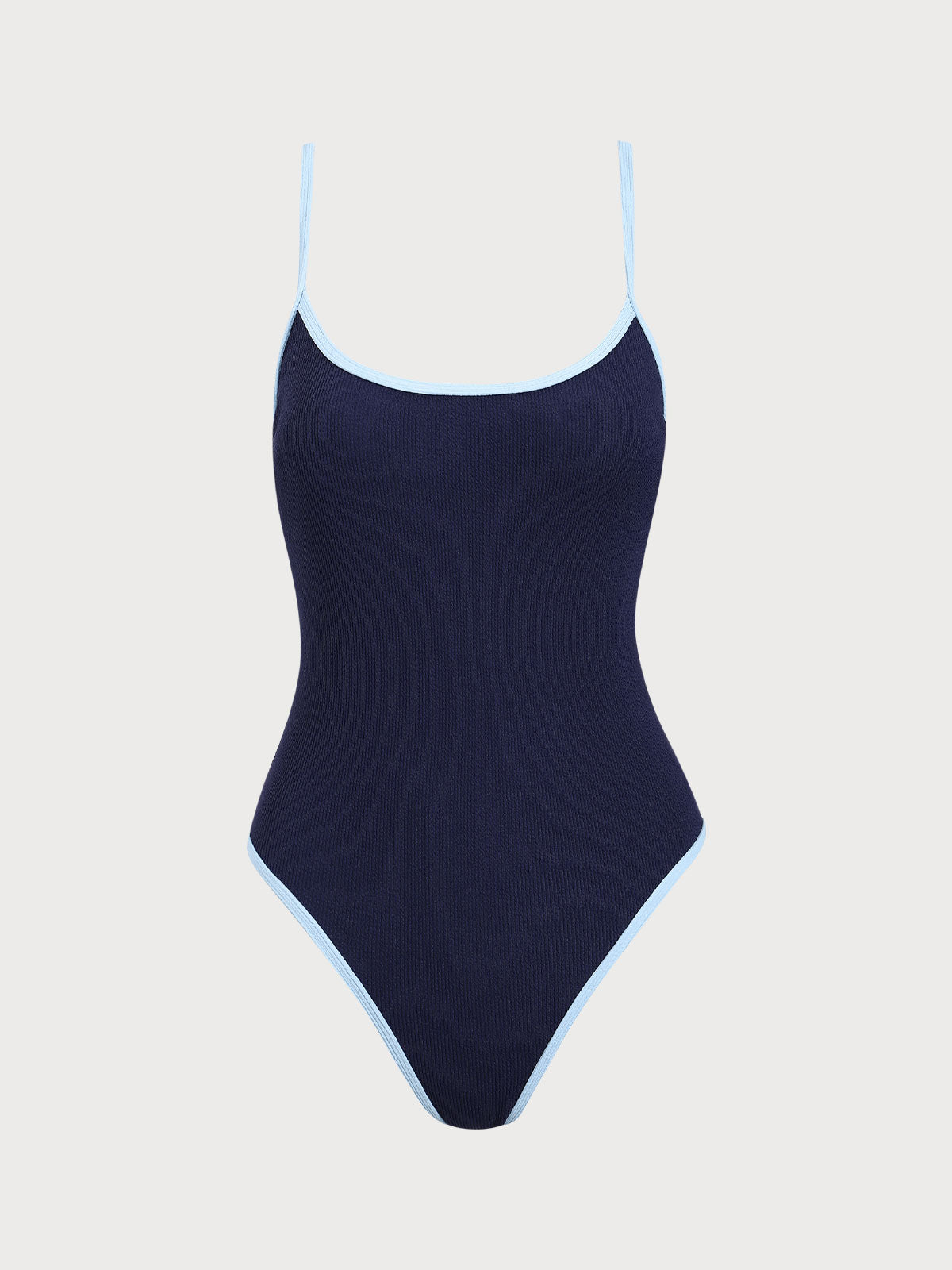 Blue Contrasting Criss-cross Tie One-Piece Swimsuit Outlet 2025 New