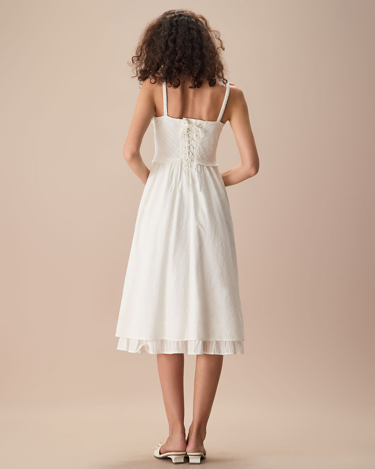 The White Ruched Slip Cotton Midi Dress Perfect Cheap Online