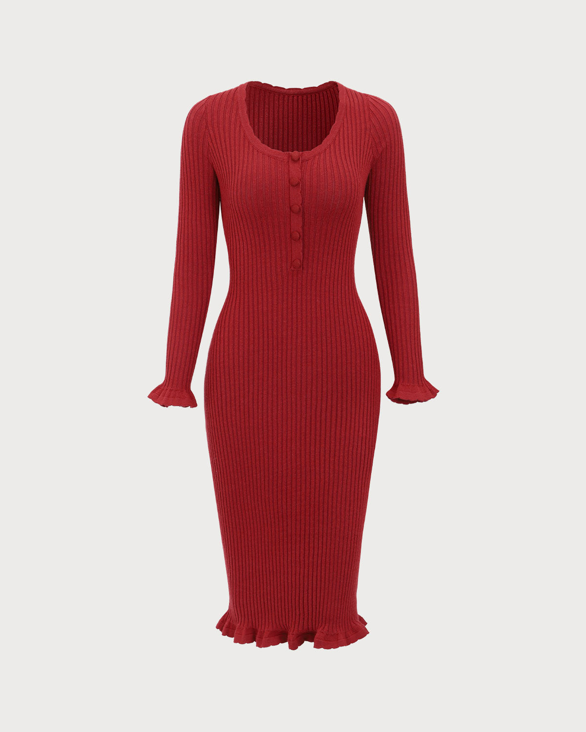 Red Bodycon Bell Sleeve Sweater Dress Sale 100% Guaranteed