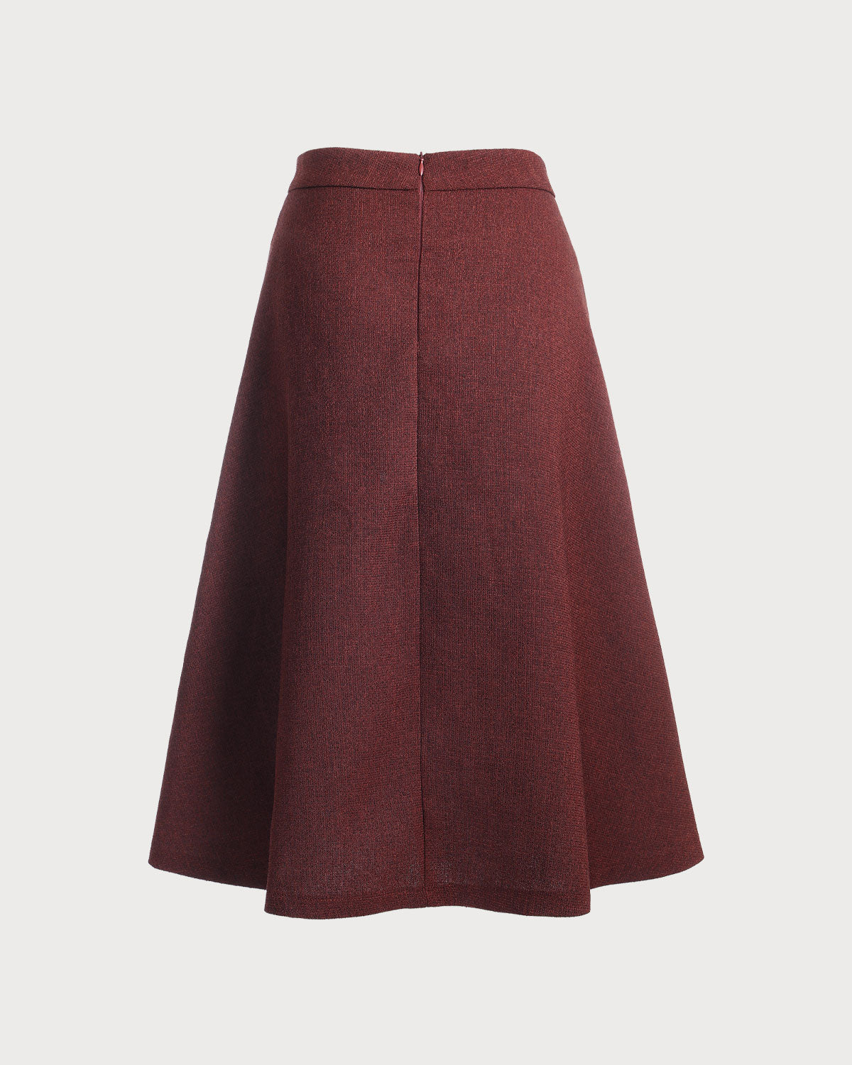 Burgundy High Waisted Tweed Skirt Sale New