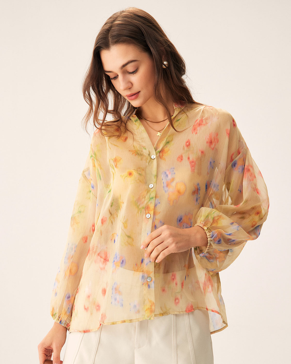 Floral Drop Shoulder Blouse Pices For Sale