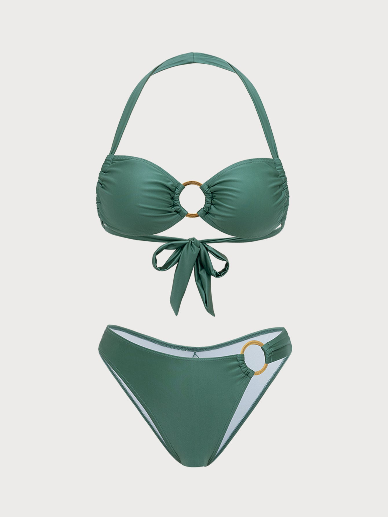 Green O-Ring Halter Bikini Set Reliable Cheap Online