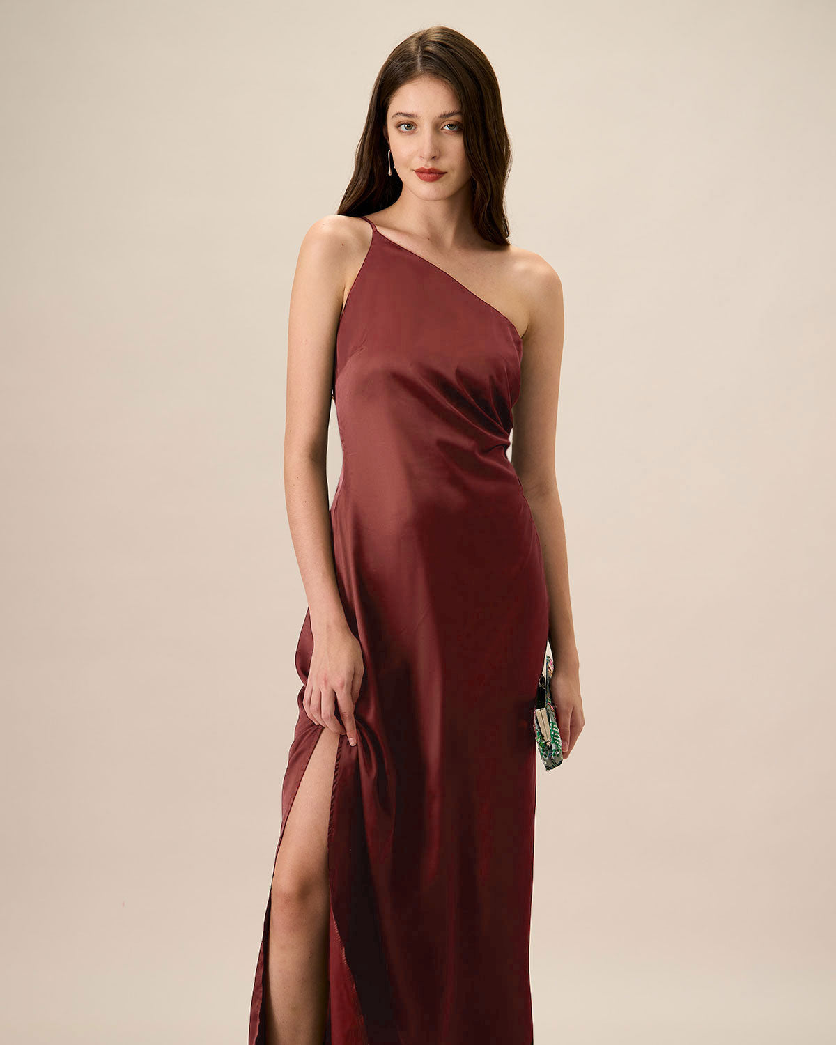 Red One-shoulder Satin Maxi Dress Fast Delivery Cheap Online