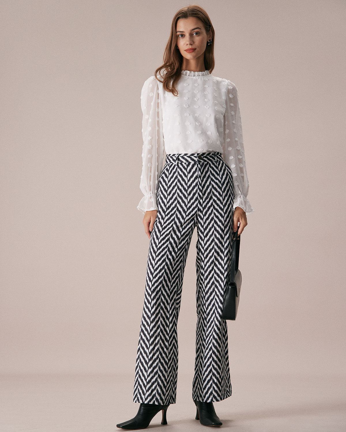 The Grey Wave Pattern Button Straight Pants Extremely Cheap Pice