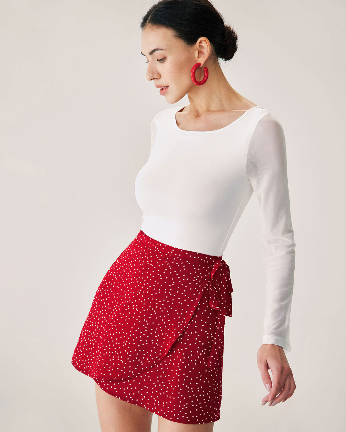 Red Polka Dot Wrap Mini Skirt Quality Free Shipping For Sale