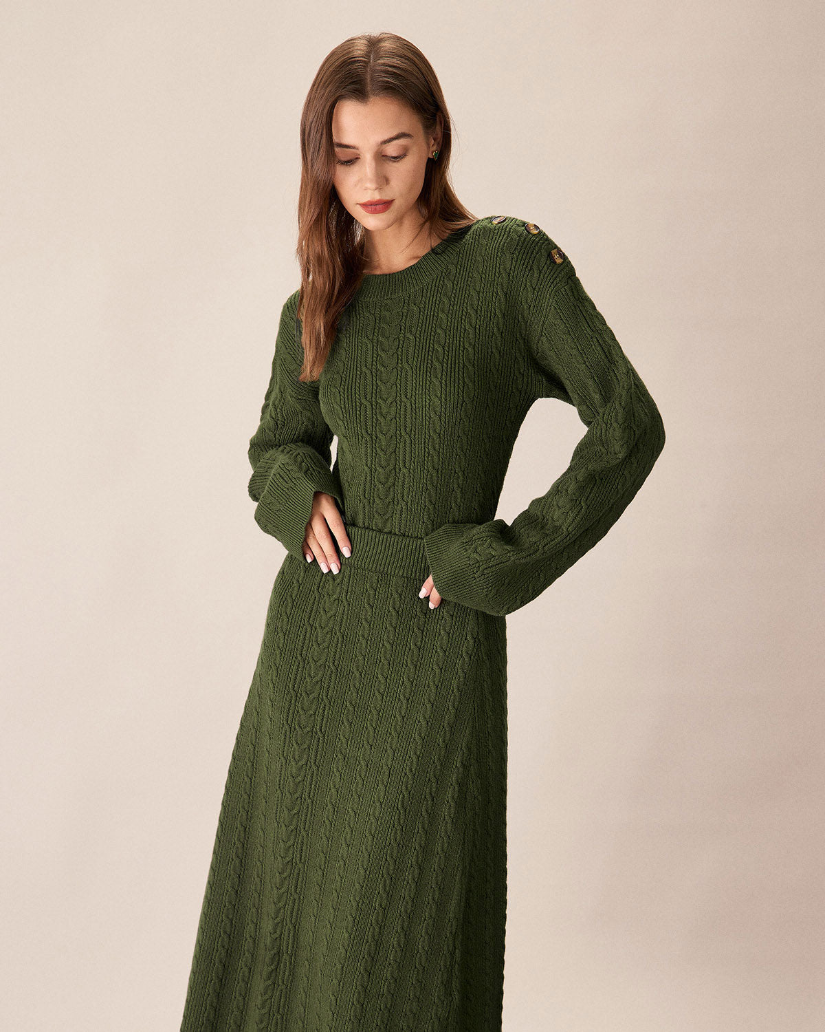 Green Elastic Waist Knit Midi Skirt Low Pice Fee Shipping Cheap Online