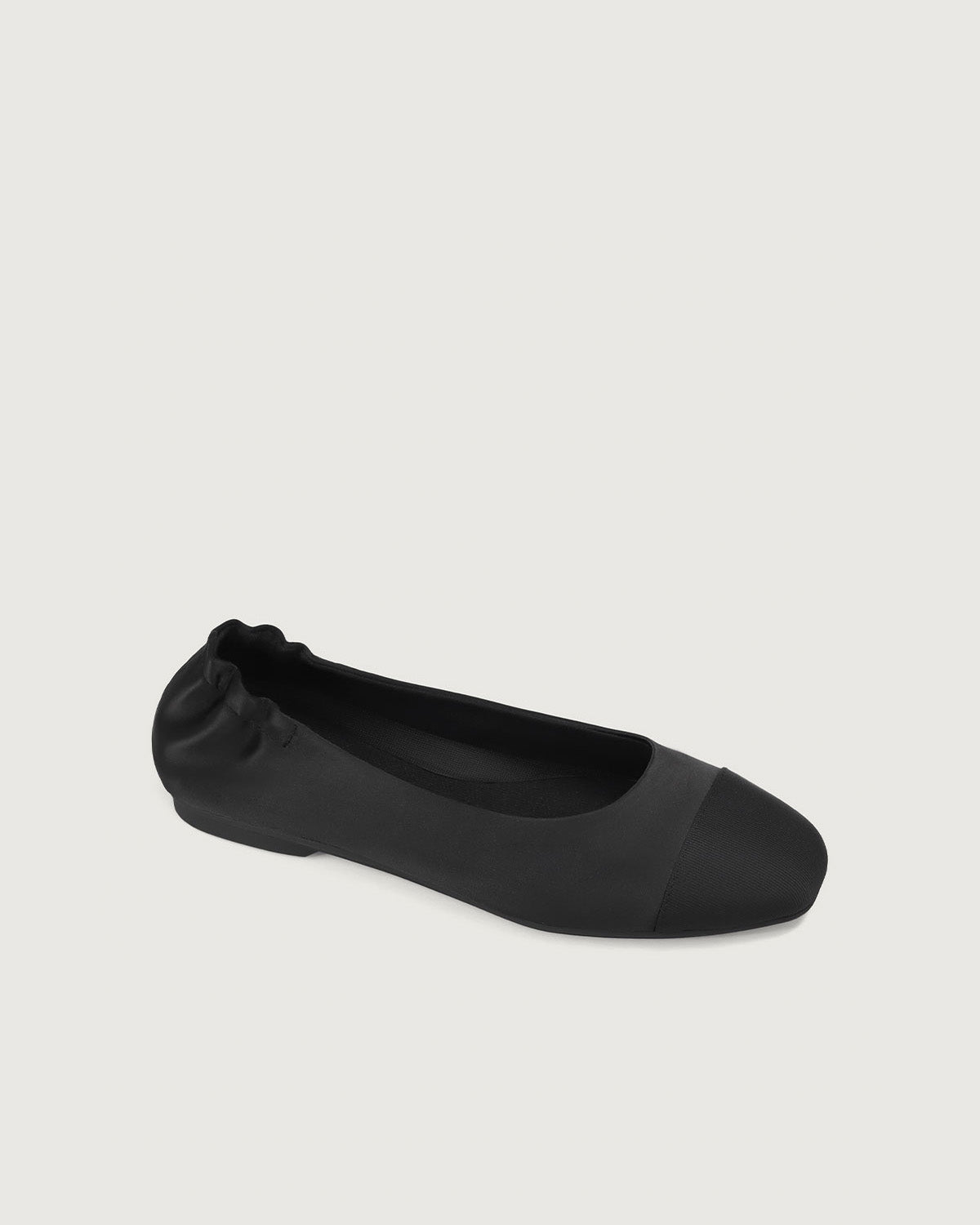 Enfiis Black Satin Square Toe Ballet Flats Online Cheap Quality