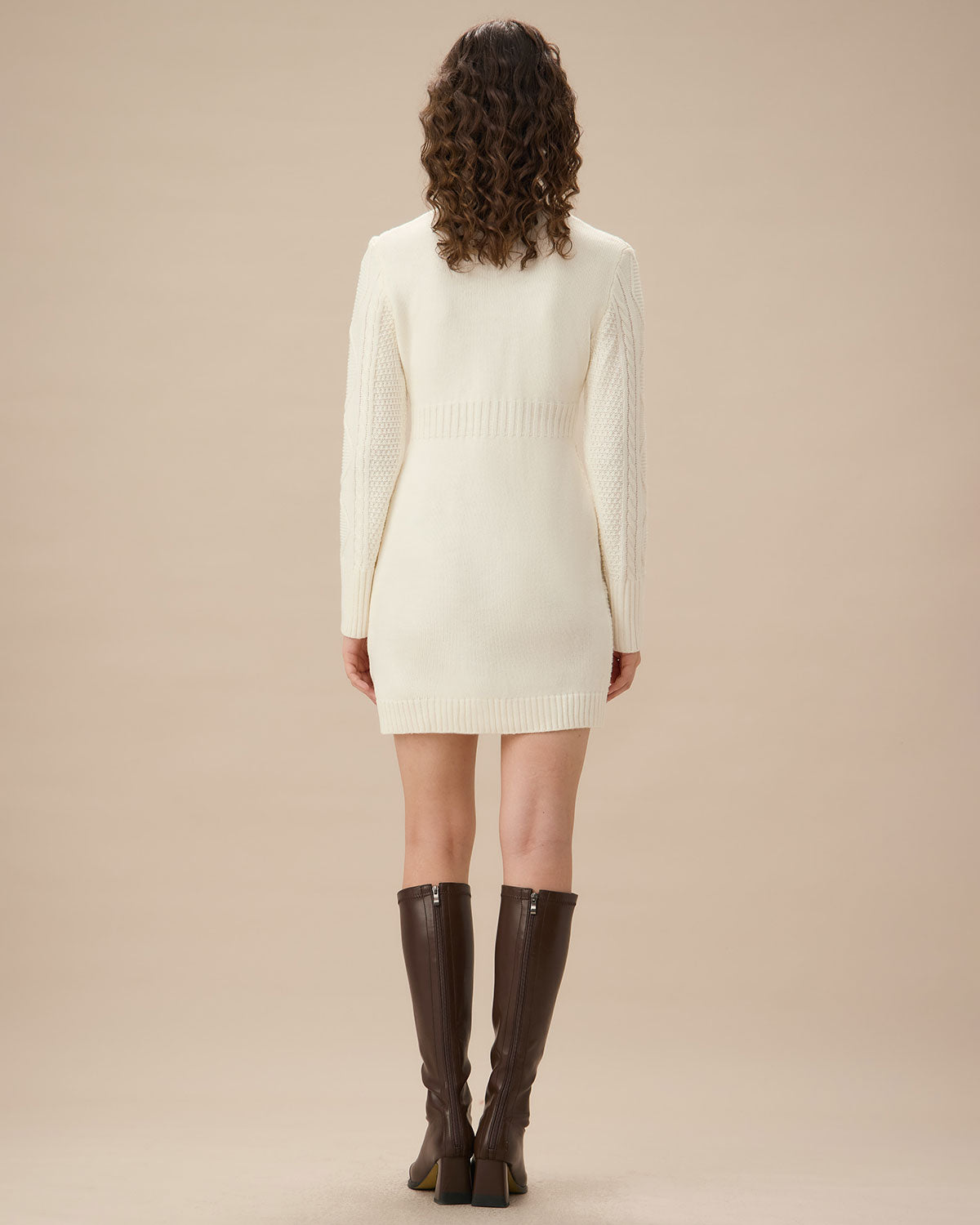 White Round Neck Bodycon Sweater Dress Discount Visit New