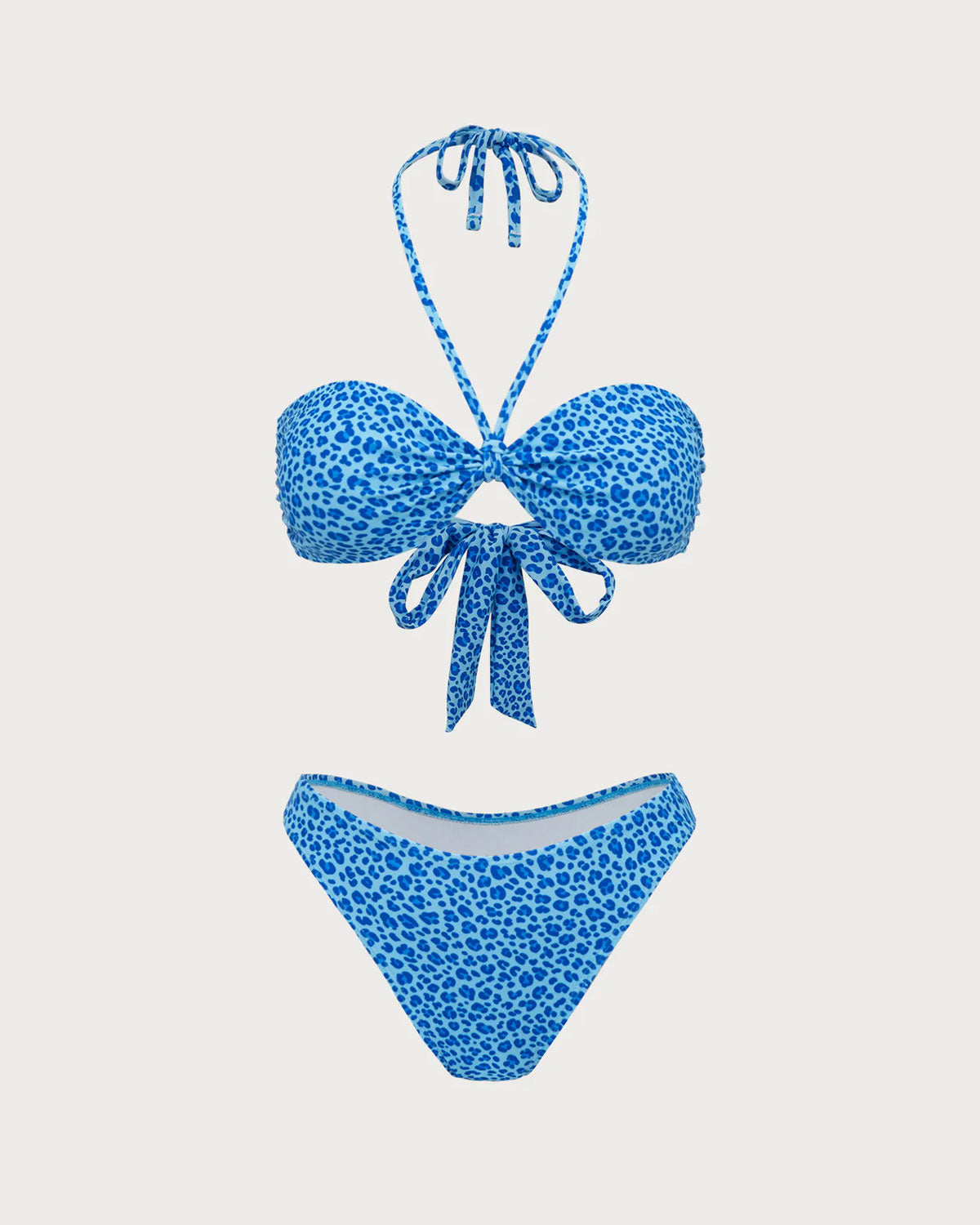 Blue Leopard Print Bandeau Bikini Set Store Sale Online