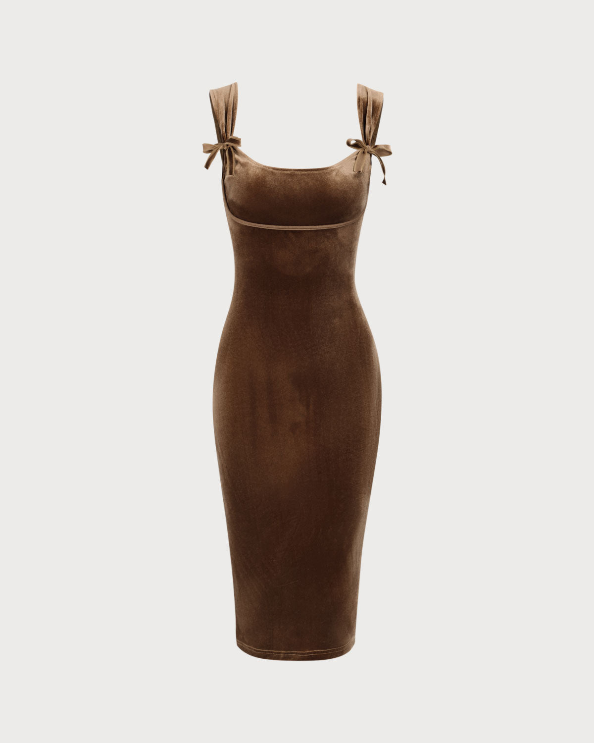 Brown Velvet Bodycon Midi Dress Get Authentic Cheap Pice