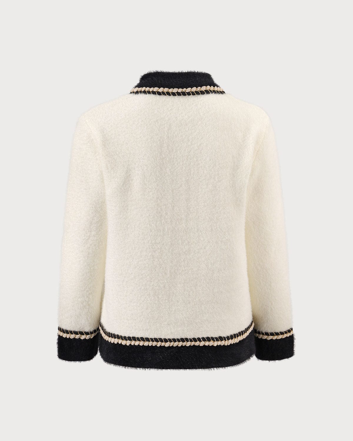 The Beige Round Neck Colorblock Cardigan Pices Online