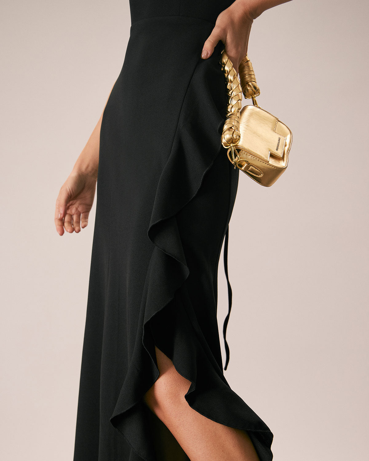 The Black Ruffle Cross Back Strap Maxi Dress Pre Order