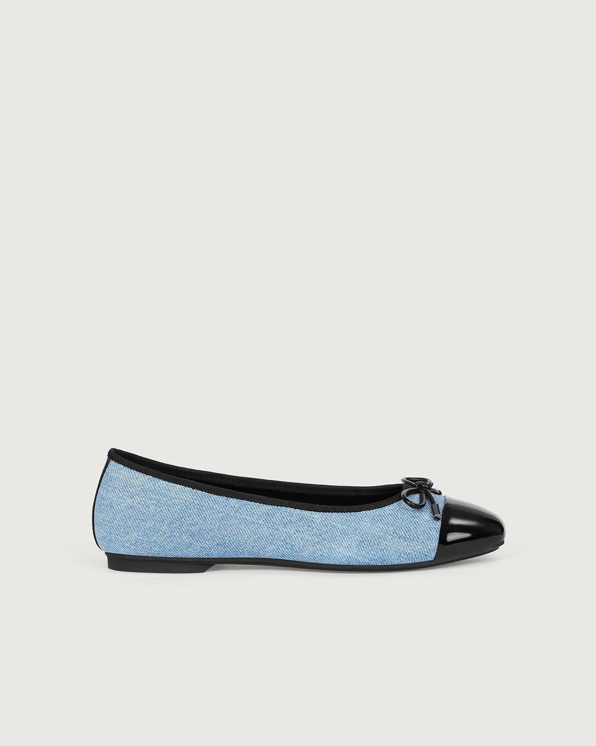 Enfiis Light Blue Washed Denim Cross-head Ballet Flats. Cheap Pice Outlet Sale