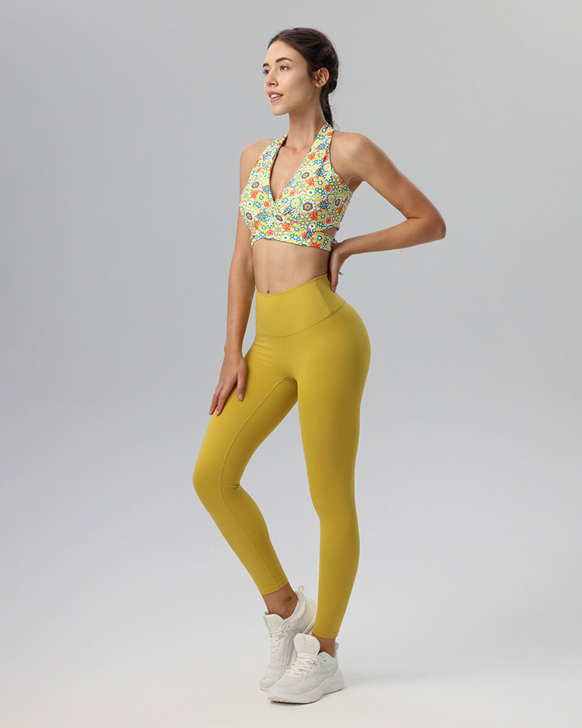 Yellow Floral Backless Tank Top - Light Support Buy Cheap Fashion Style