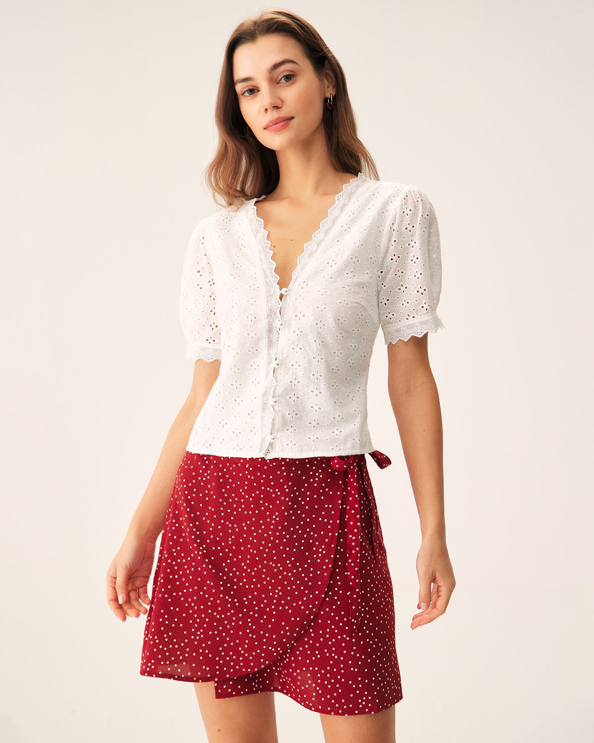 White Embroidery Puffed Sleeve Blouse Nicekicks Cheap Pice