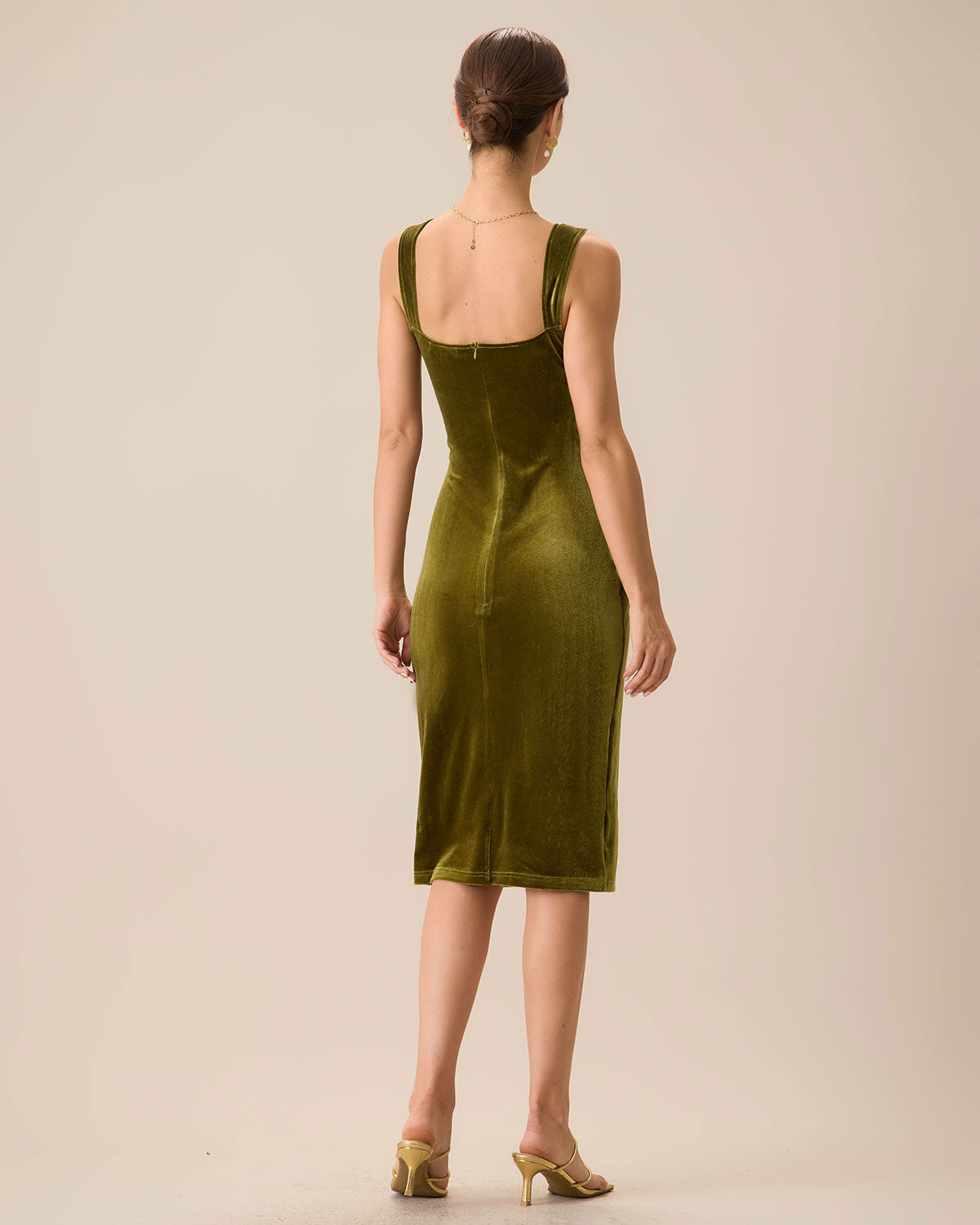 Green Velvet Bodycon Midi Dress Big Sale