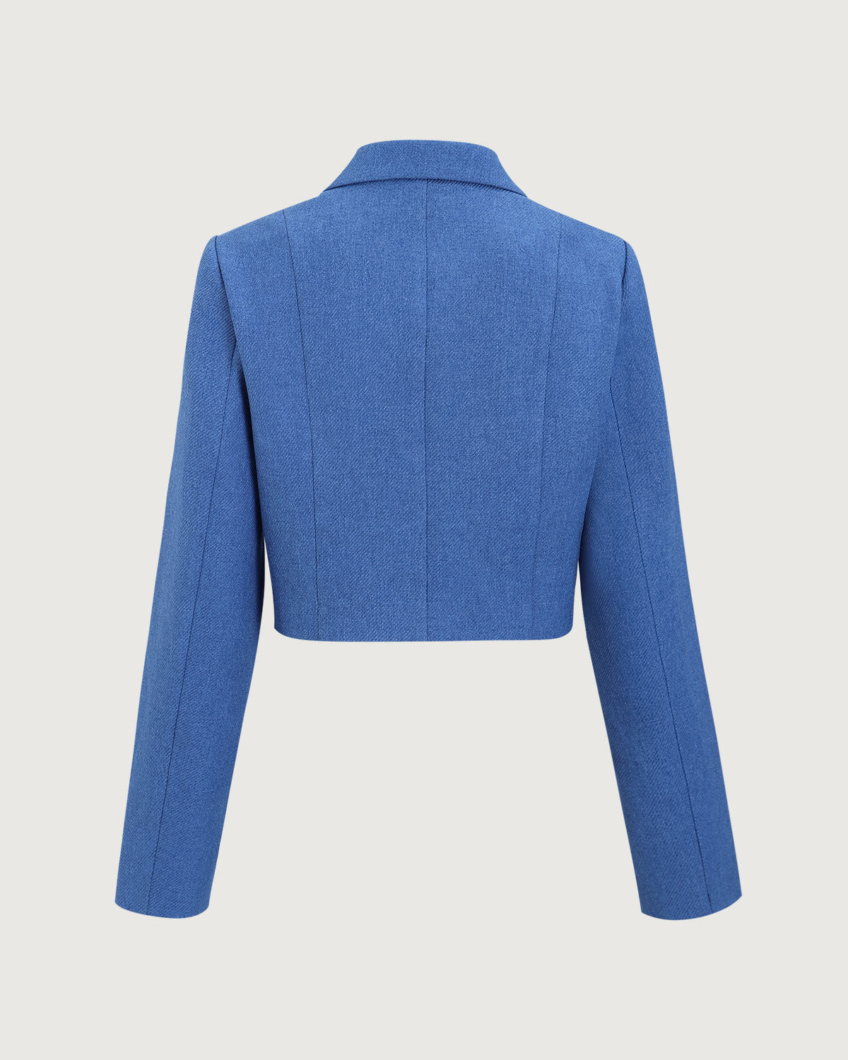 Blue Single-Breasted Pocket Crop Jacket Discount Big Sale