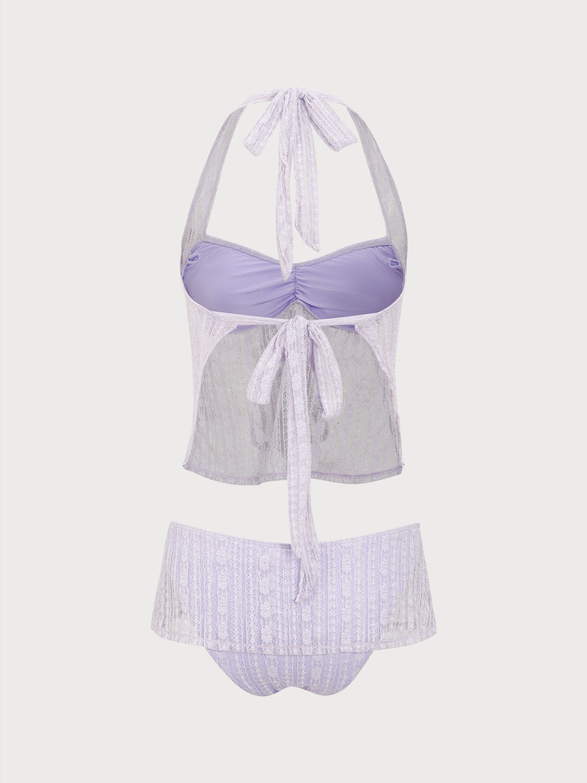 Purple Lace Halter Tankini Swimsuit Wiki Sale Online