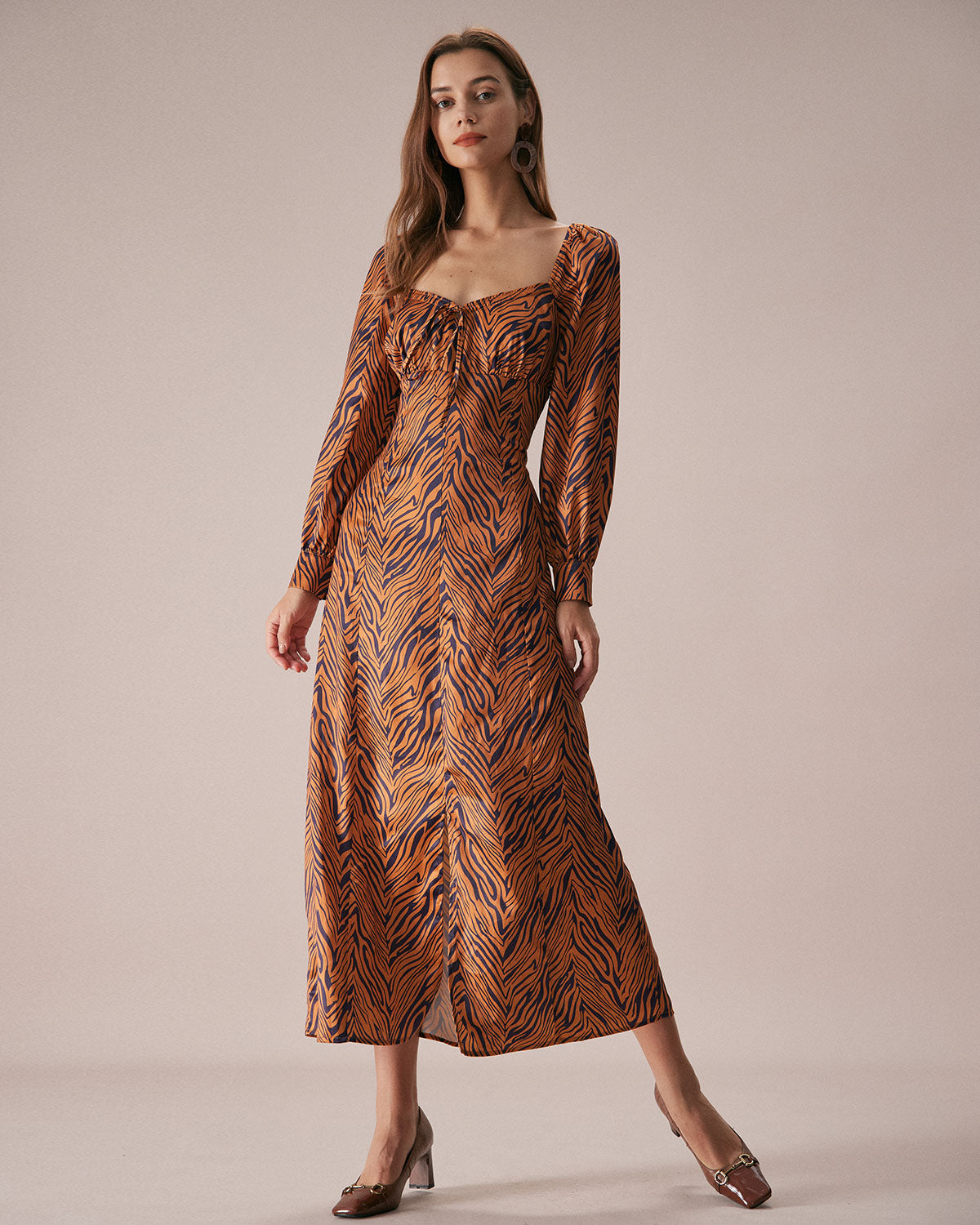 The Brown Sweetheart Neck Zebra Maxi Dress Cost Cheap Pice