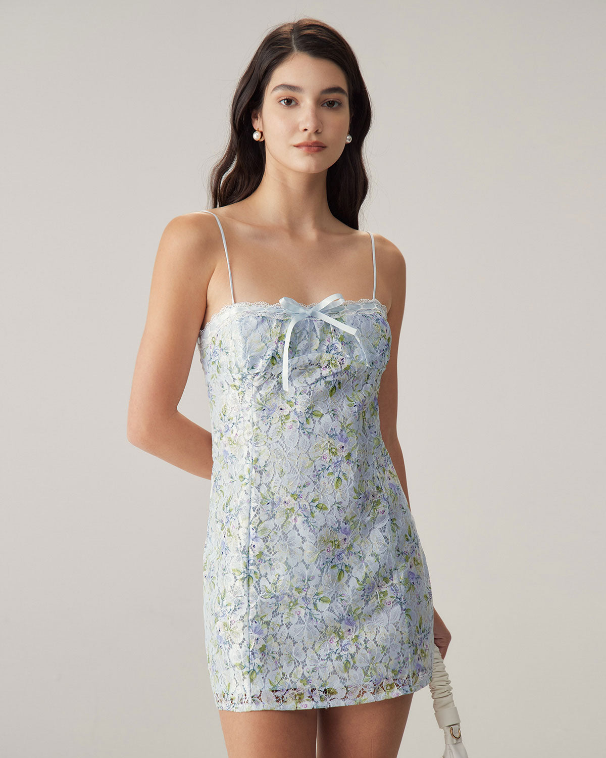 Blue Floral Lace Slip Mini Dress Sale Enjoy