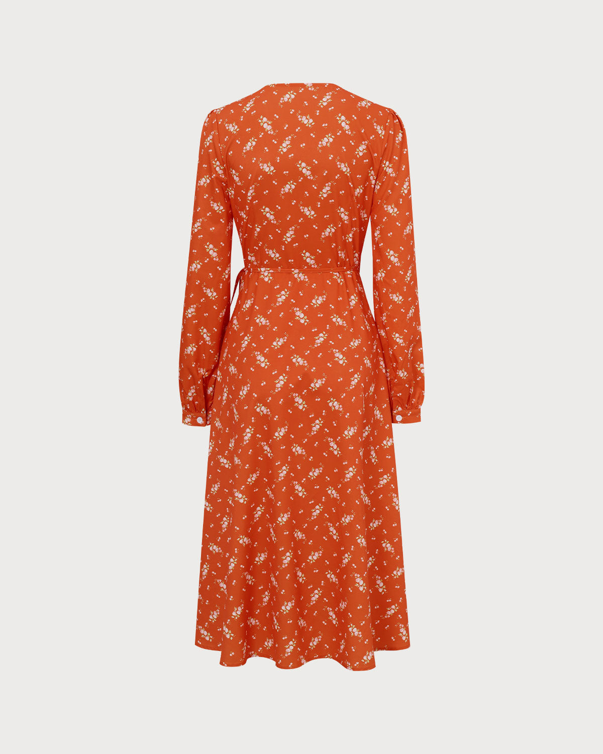 Orange Floral Wrap Midi Dress Outlet Finishline