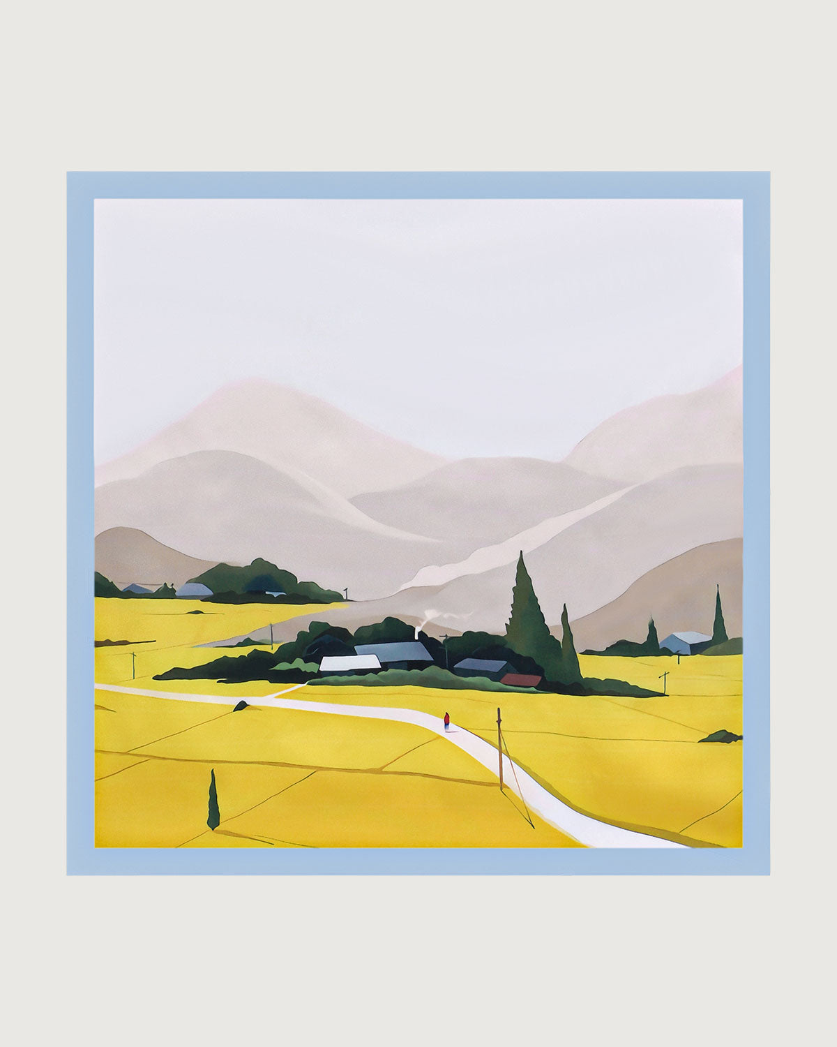 The Yellow Pastoral Scene Square Scarf Sale With Paypal