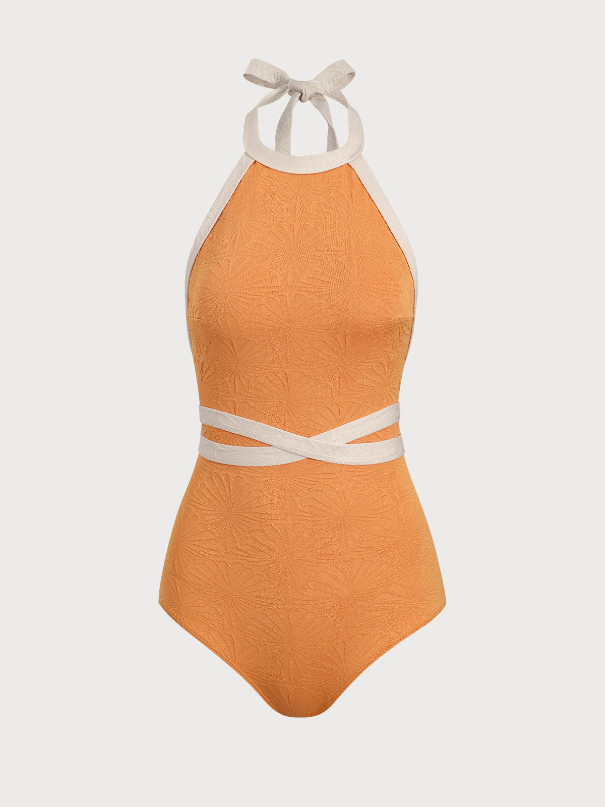 Orange Contrast Backless One-Piece Swimsuit Sale Online Online