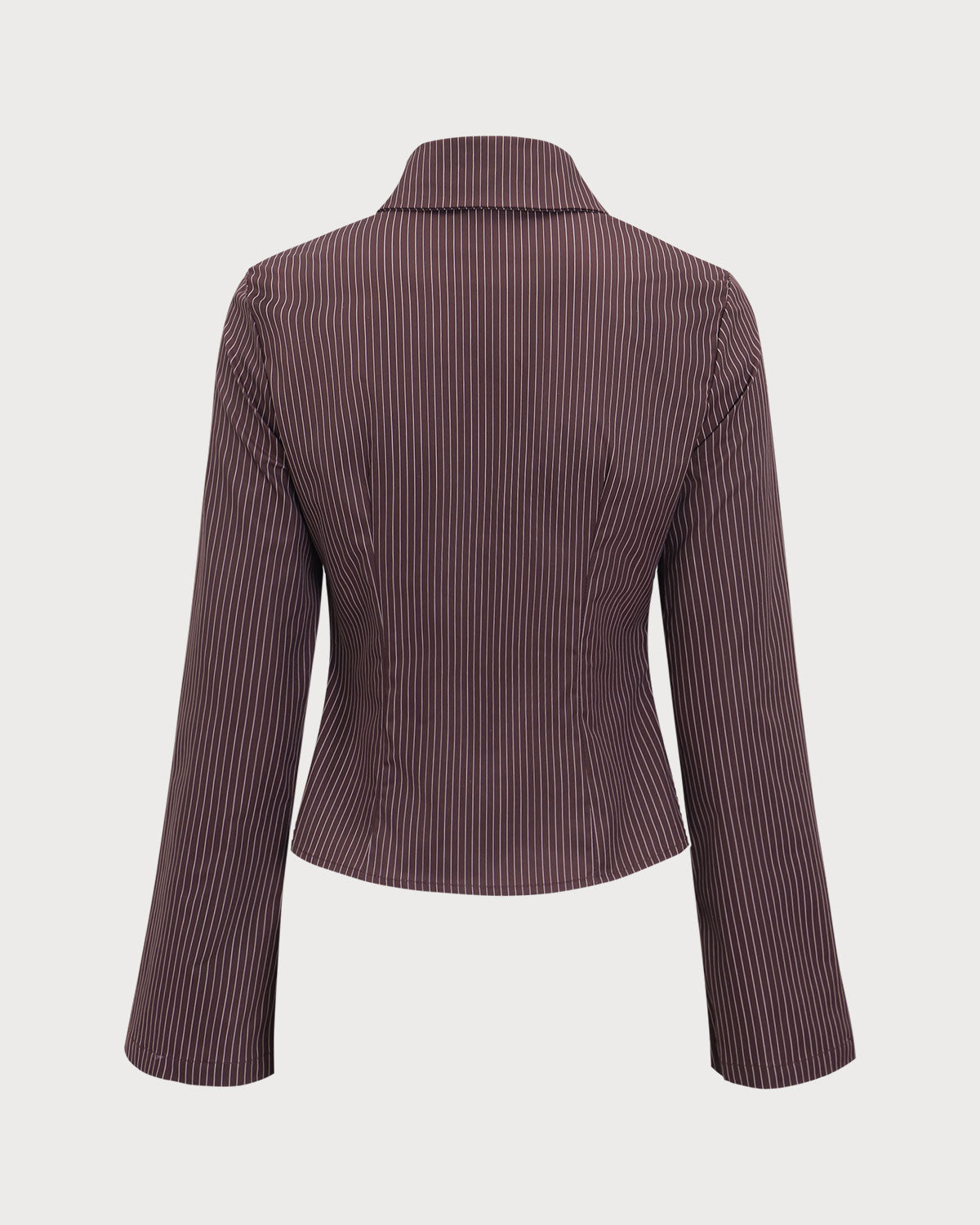 Brown Striped Bell Sleeve Shirt With Paypal Sale Online