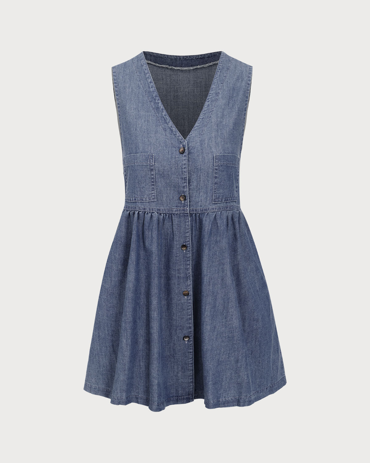 Blue Denim Sleeveless Mini Dress Professional