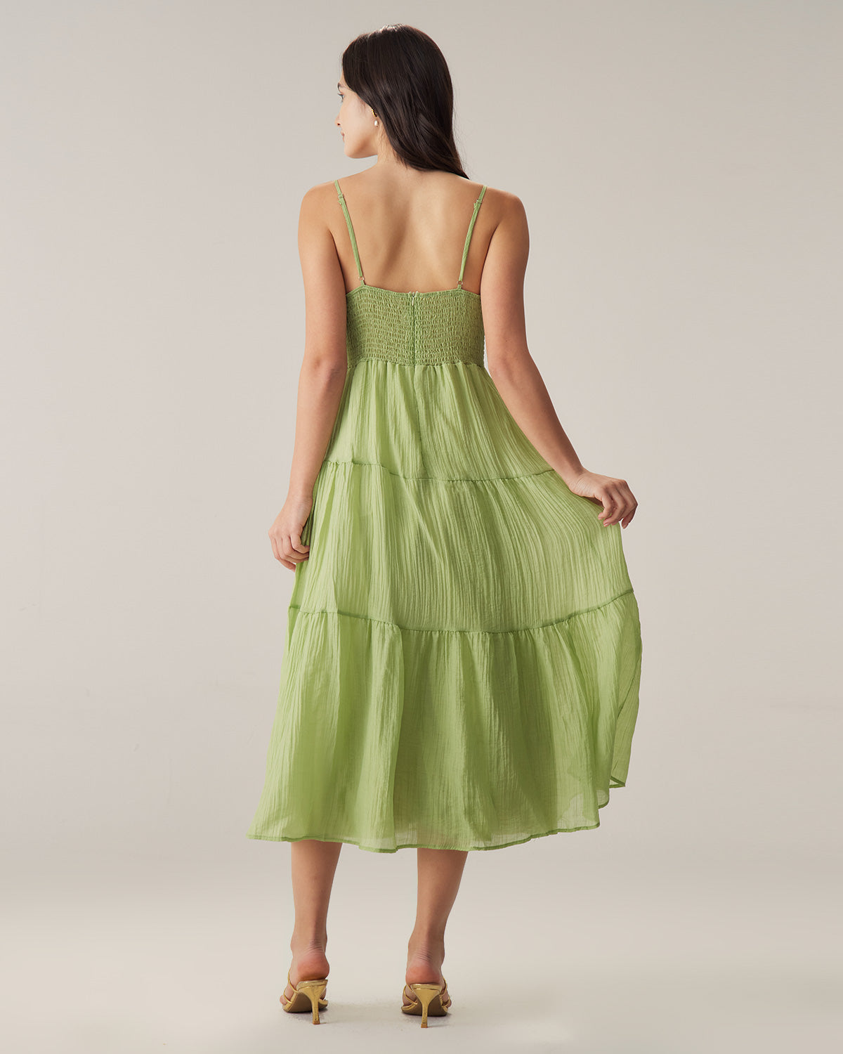 Green Tie Front Slip Midi Dress Free Shipping Cheap