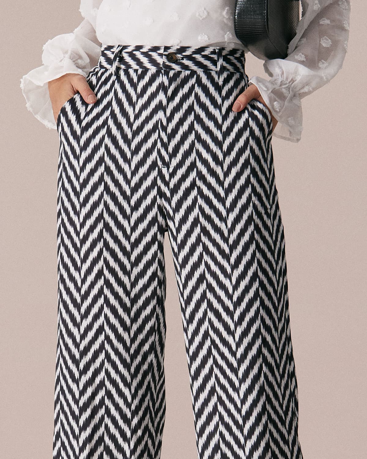 The Grey Wave Pattern Button Straight Pants Extremely Cheap Pice