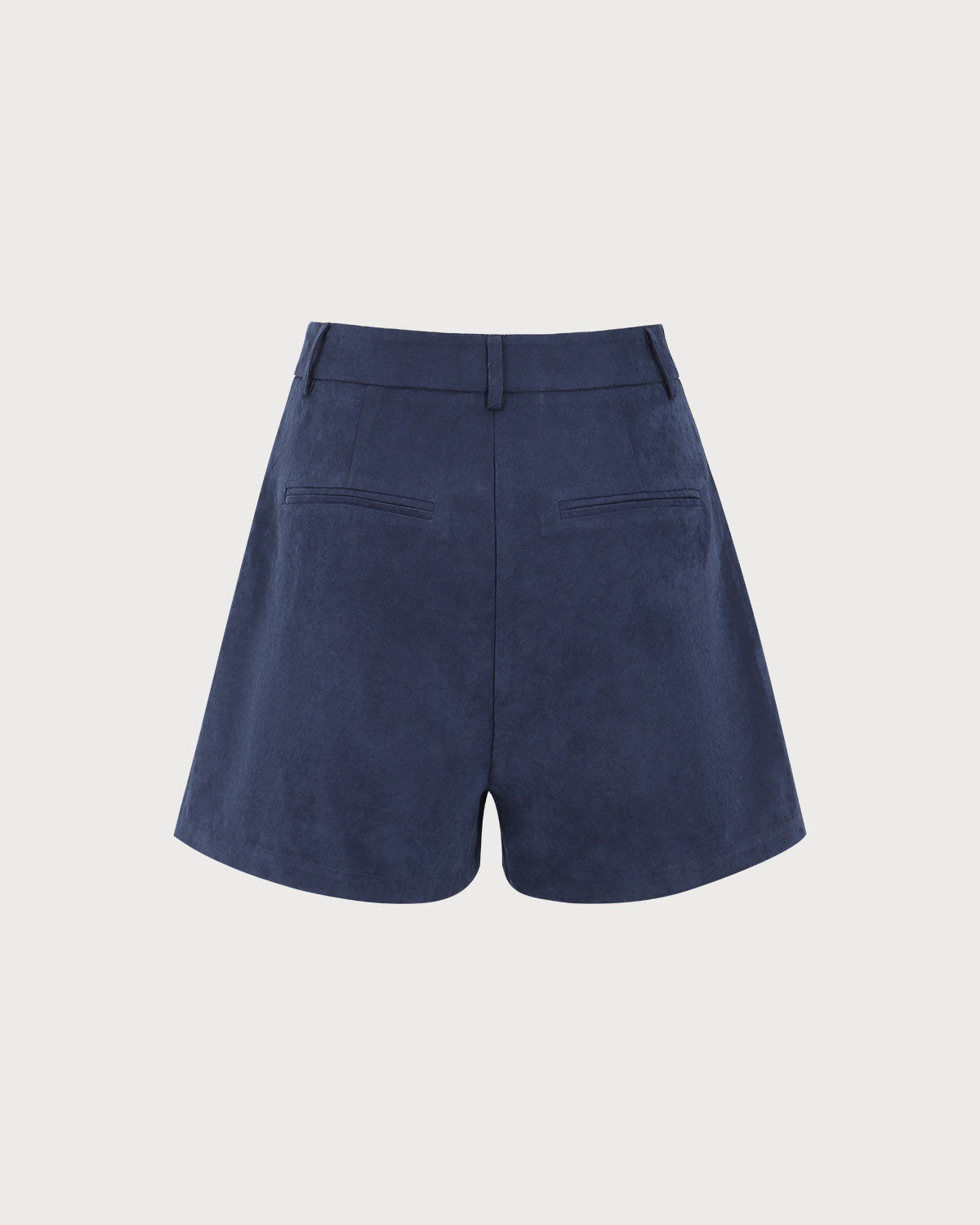 Navy High-waisted Suede Pleated Shorts Cheap Best Store To Get