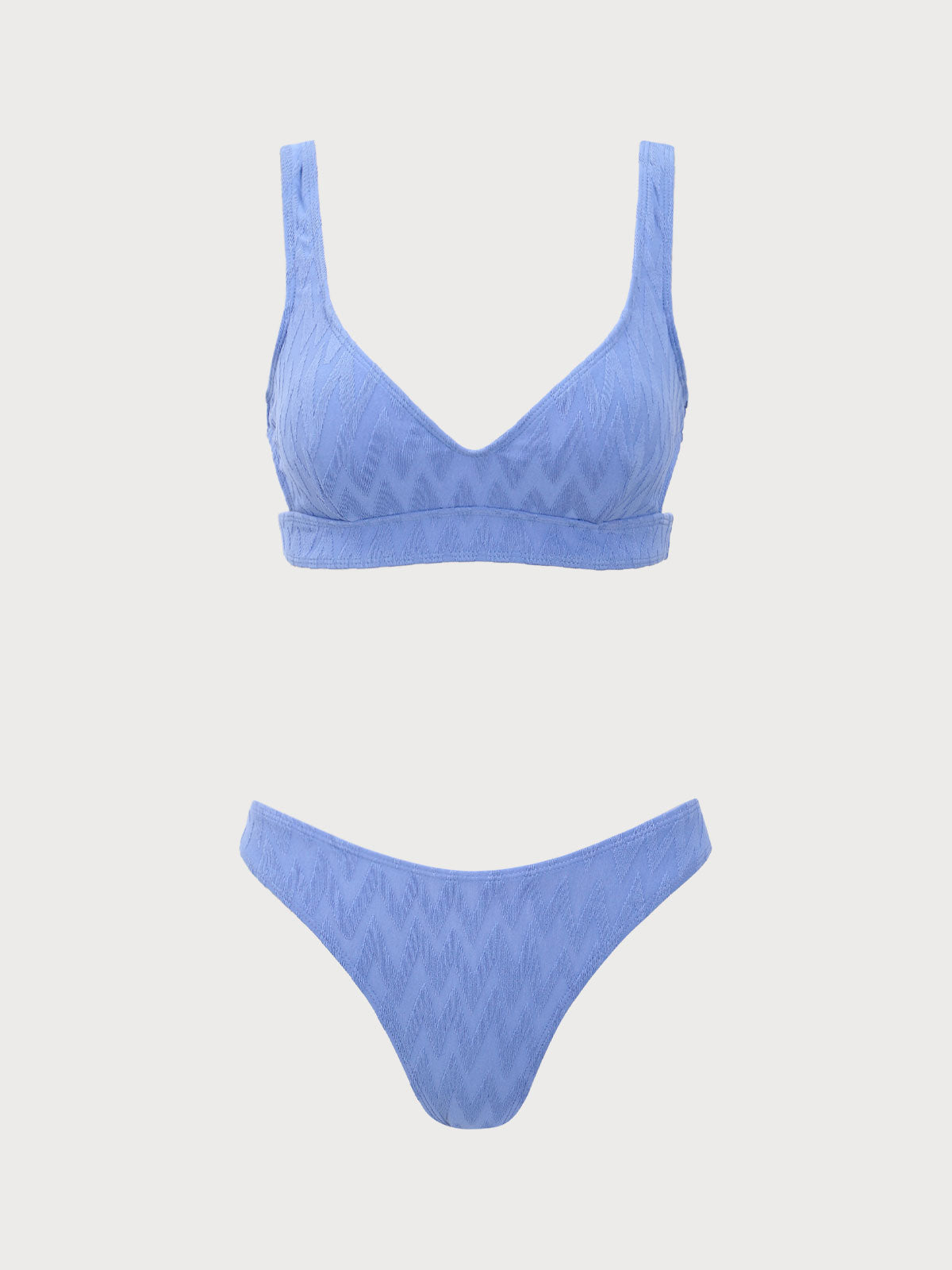 Blue Textured Scoop Neck Bikini Set Under 70 Dollars