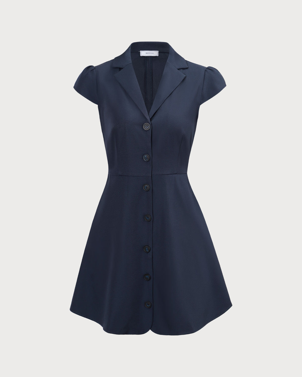 The Navy Lapel Cap Sleeve Button-up Mini Dress Cheap Sale Amazon