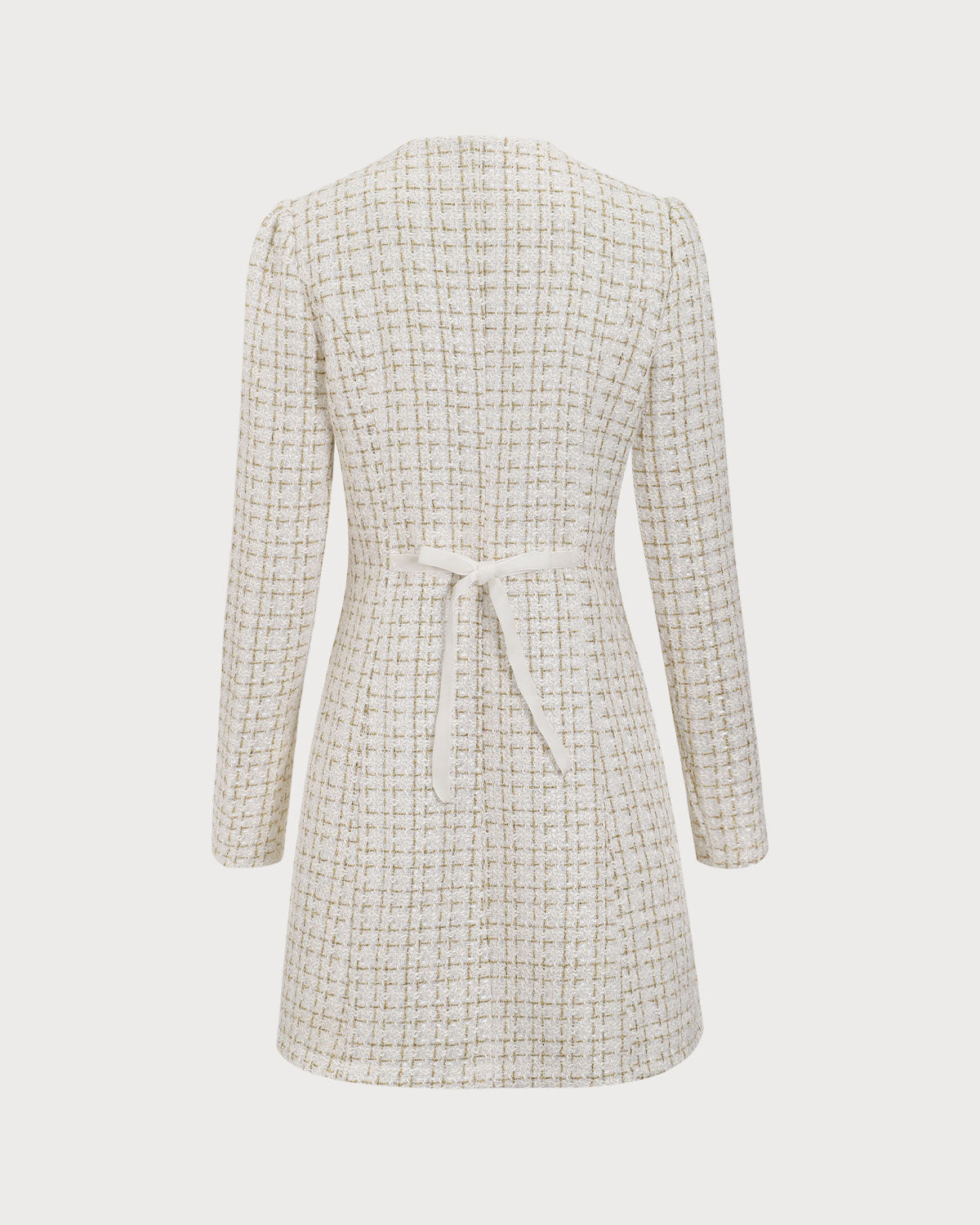 White Square Neck Tweed Mini Dress Buy Cheap Footlocker Finishline